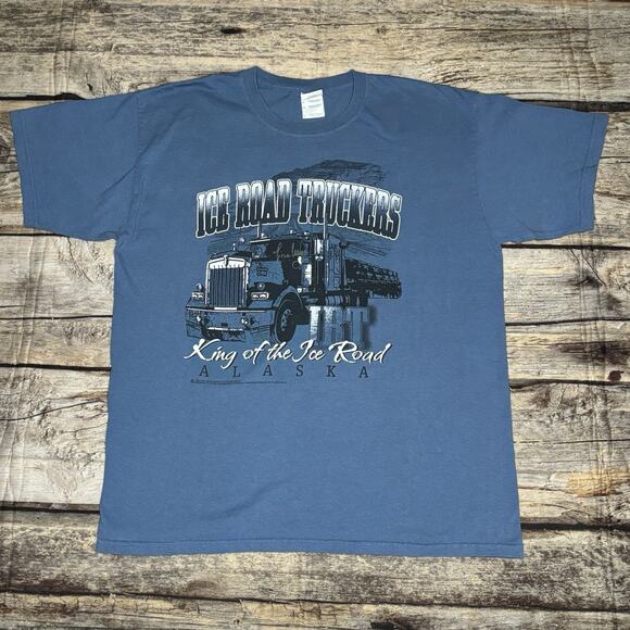 Ice Road Truckers Alaska T Shirt King Of The Road Rare TV Show Mens Size Large - Picture 1 of 7